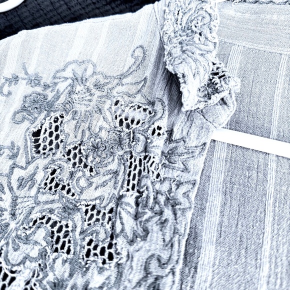 Free People Green Embroidered Top SZ SP - Picture 4 of 7